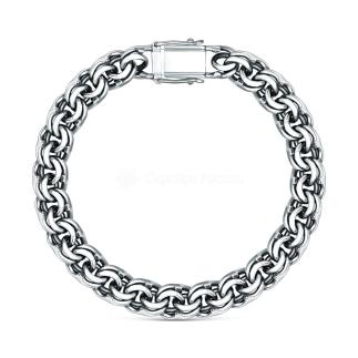 Браслет из чернёного серебра - Бисмарк, 21 см