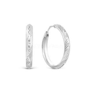 Серьги-конго из серебра с алмазной огранкой родированные - диаметр 2 см