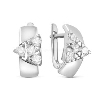 Серьги из серебра с фианитами родированные