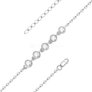 Браслет из серебра с фианитами родированный