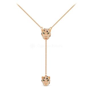 Колье из золочёного серебра с нат.изумрудом, нат.шпинелью и фианитами