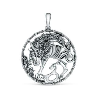 Подвеска из чернёного серебра - Телец