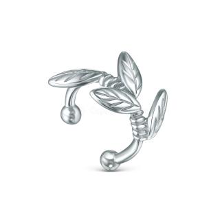 Серьга-каффа из серебра родированная