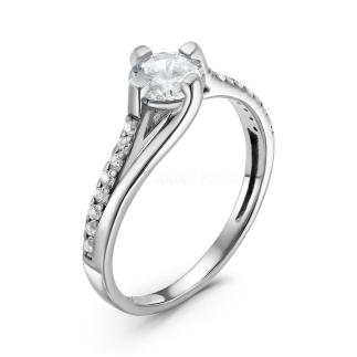 Кольцо помолвочное для предложения руки из серебра с фианитом