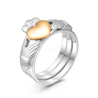 Кольцо тройное из серебра с золочением родированное