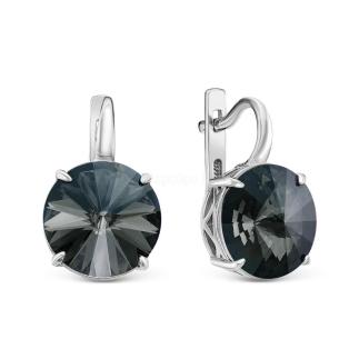 Серьги из серебра с кристаллами Swarovski Серебряная ночь родированные