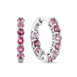 Серьги из серебра с натуральным розовыми топазами родированные