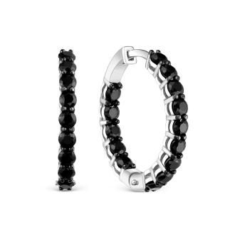 Серьги из серебра с нат.шпинелью родированные