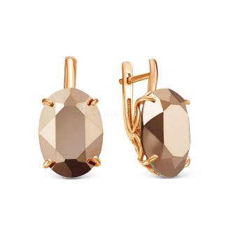 Серьги из золочёного серебра с кристаллами Swarovski Розовое золото