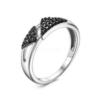 Кольцо из серебра с фианитами родированное