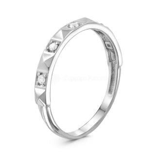 Кольцо из серебра с фианитами родированное