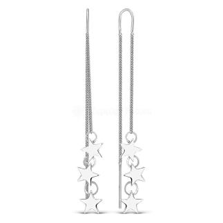 Серьги-продёвки из серебра родированные