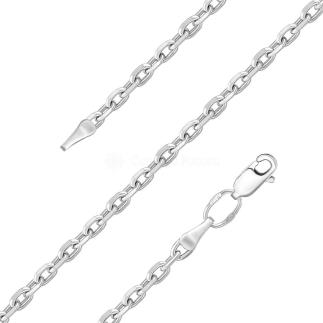 Цепь из серебра родированная - Якорная, 65 см