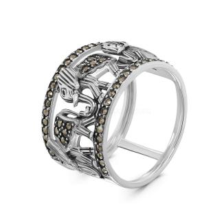 Кольцо из чернёного серебра с марказитами