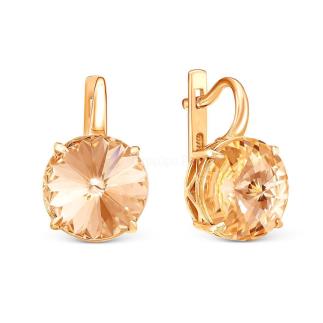 Серьги из золочёного серебра с кристаллами Премиум Австрия Шёлк