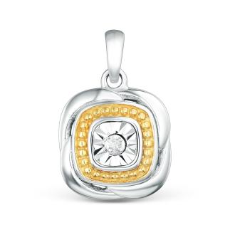 Подвеска из серебра с бриллиантом и золочением родированная