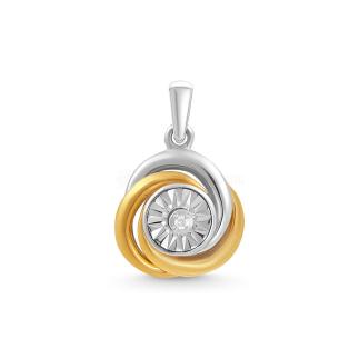 Подвеска-кулон из родированного серебра с бриллиантом и золочением