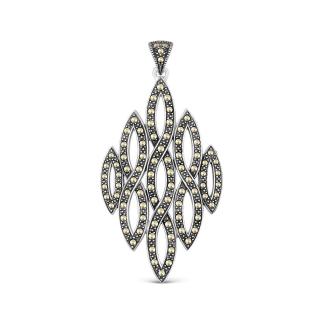 Кулон из чернёного серебра с  марказитами