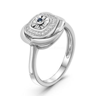 Кольцо из серебра с нат.сапфиром родированное 