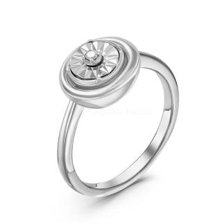 Кольцо из серебра с бриллиантом родированное