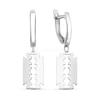 Серьги из серебра родированные - Лезвия