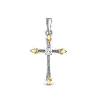 Подвеска из серебра с фианитом и золочением родированная