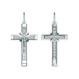 Крест из серебра родированный - 3,7 см