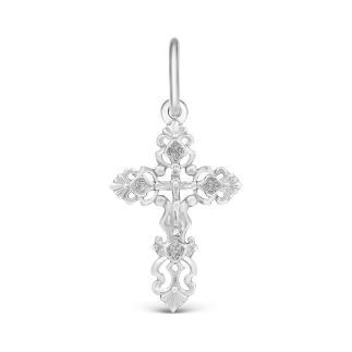 Крест из серебра родированный - 2,8 см