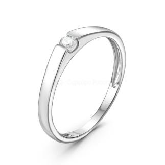 Кольцо из серебра с фианитом родированное