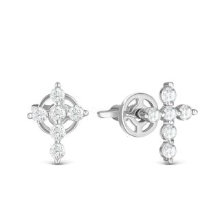 Серьги-пусеты из серебра с фианитами родированные