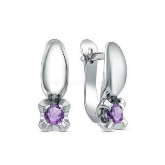 Серьги из серебра с танзанитом родированные