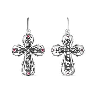 Крест из чернёного серебра с фианитами - 3,1 см