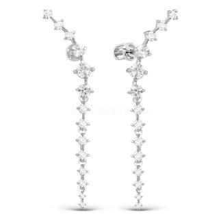 Серьги-пусеты из серебра с фианитами родированные