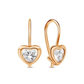 Серьги детские из золочёного серебра с фианитами