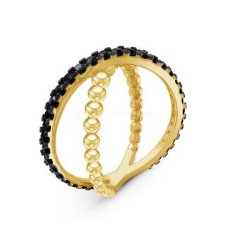 Кольцо из золочёного серебра с фианитами и родированием