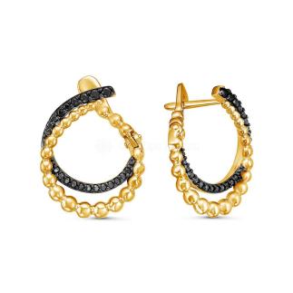 Серьги из золочёного серебра с фианитами и родированием