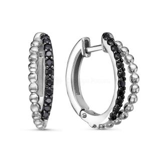 Серьги из серебра с фианитами родированные