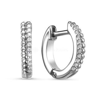 Серьги из серебра с фианитами родированные