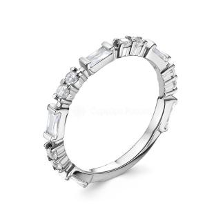 Кольцо из серебра с фианитами родированное