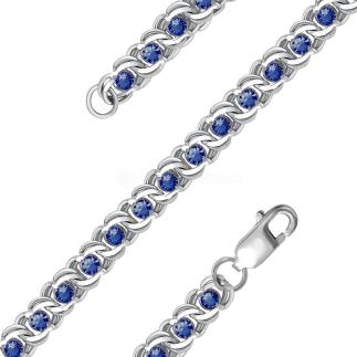 Цепь из серебра с фианитами родированная