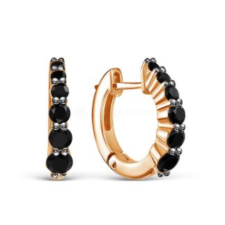 Серьги из золочёного серебра с фианитами и родированием