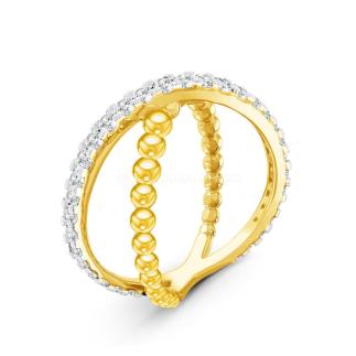 Кольцо из золочёного серебра с фианитами и родированием