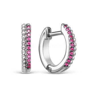 Серьги из серебра с фианитами родированные