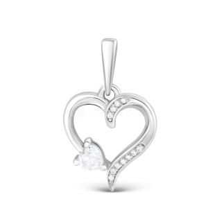 Подвеска из серебра с фианитами родированная