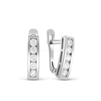 Серьги детские из серебра с фианитами родированные