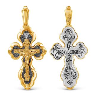 Крест из оксидированного серебра с золочением