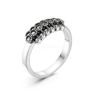 Кольцо из чернёного серебра с марказитами