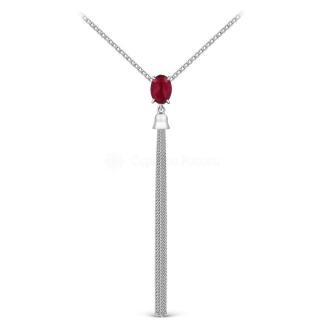 Колье из серебра с нат.рубином родированное
