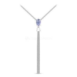 Колье из серебра с нат.танзанитом родированное