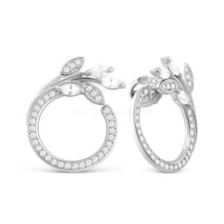 Серьги-пусеты из серебра с фианитами родированные